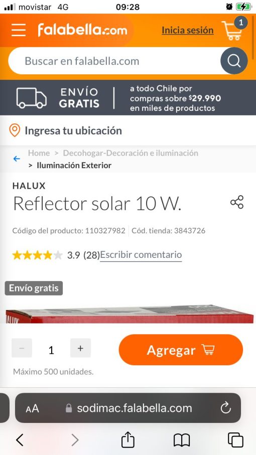 Reflector Solar con Detección de Movimiento