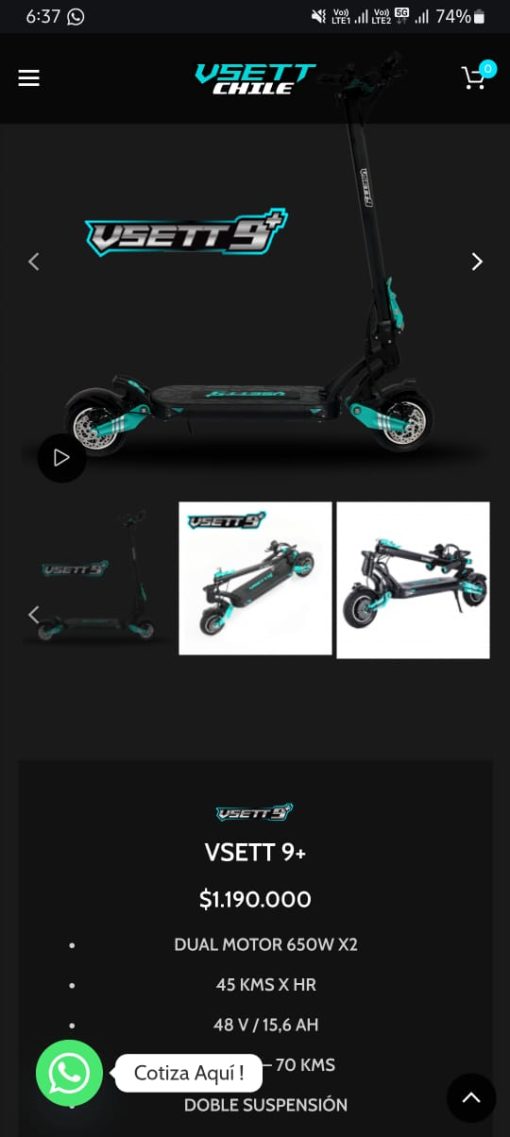 Scooter eléctrico doble motor Vsett 9+ - Imagen 2