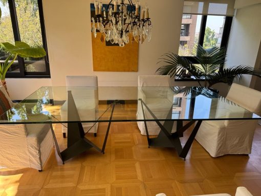 Mesa de comedor vidrio y metal hecha a medida